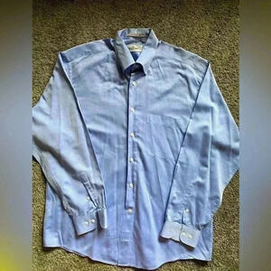 Valentino Mens button down‎ shirt Egyptian Combed Cotton powder blue 16.5 34/35.